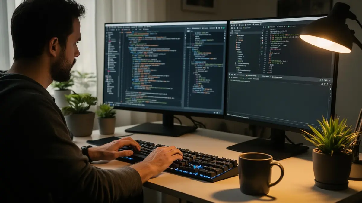 Software engineer workspace representing UK contract and permanent tech jobs in QA, DevOps and Cloud